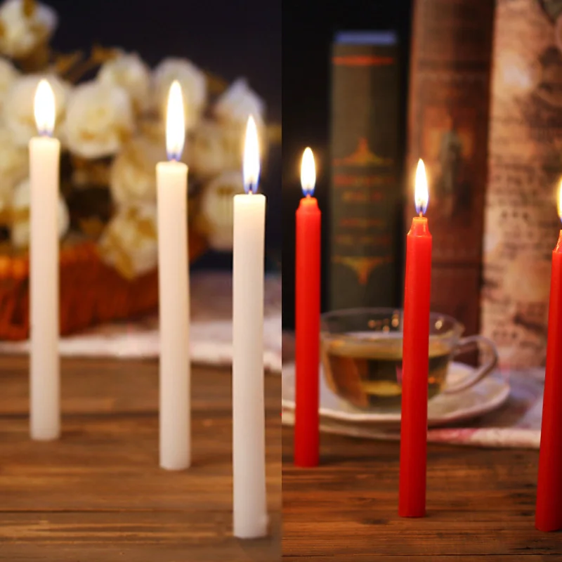

Household Red And White Candle Multi-gauge General Lighting Candle Smokeless Romantic Wedding Long Pole Emergency Candle