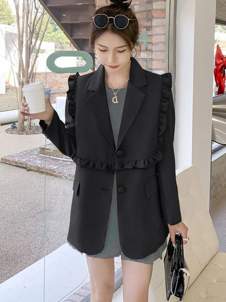 Осенний Женский блейзер Hikigawa с длинным рукавом повседневная шикарная модная