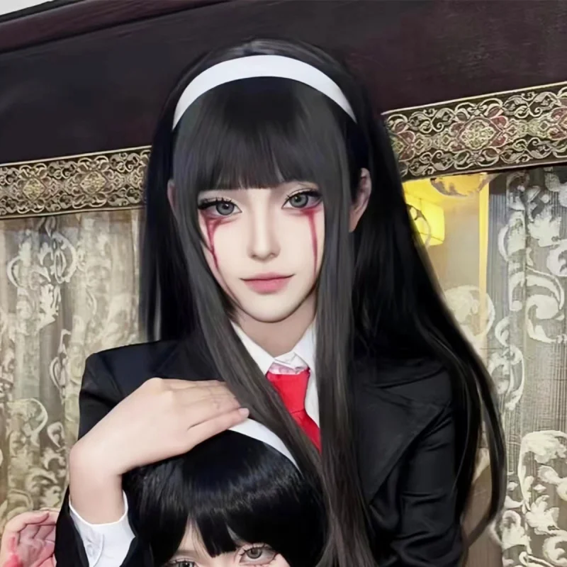 Фото Identity v Dream Witch Chuanshan Fujiang Черный длинный прямой парик без повязки на голову в стиле аниме №5