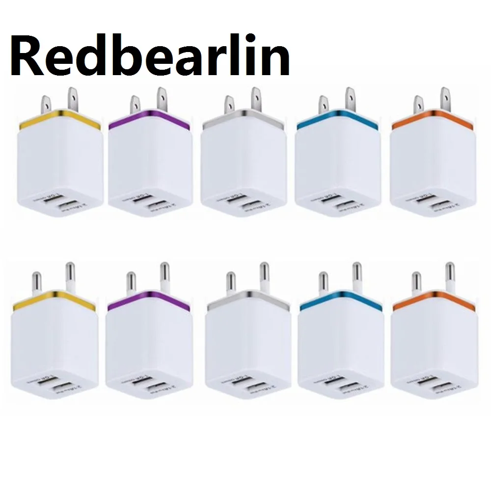 

10pcs 2.1A Dual USB Ports Wall Charger Eu US AC Home Travel Power Adapters For IPhone 6 7 8 X XR 11 12 13 14 Samsung htc lg