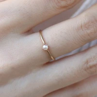 2020 new luxury elegant line fashion wild inlaid pearl ring simple ring womens 14k gold jewelry