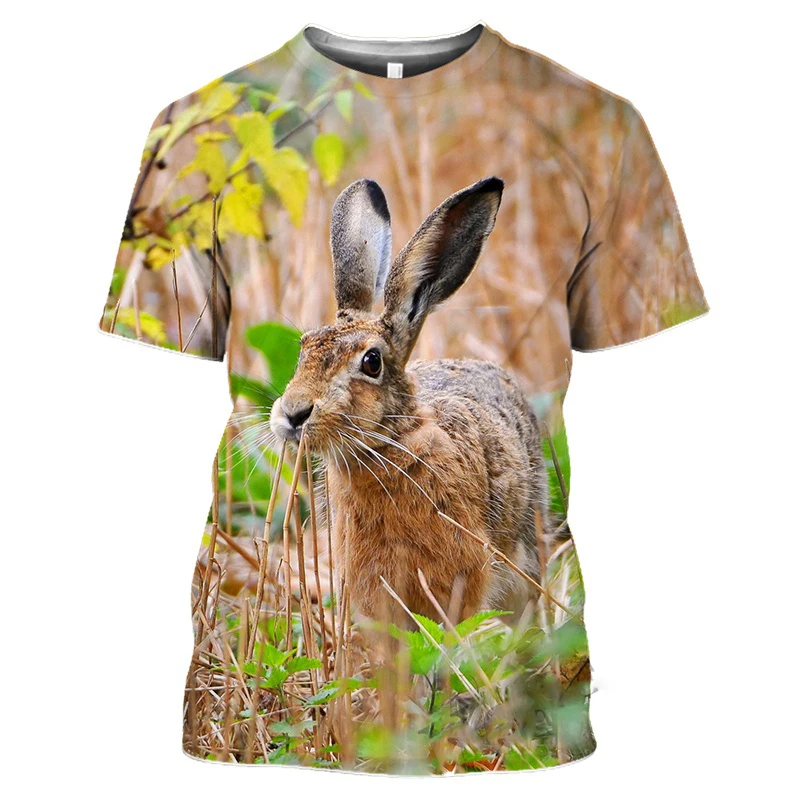 

Hot Sales Man's T-shirt Hunting Crazy Hare T Shirt Mens casual tshirt Men 3D Print Animal Rabbit Short Sleeve