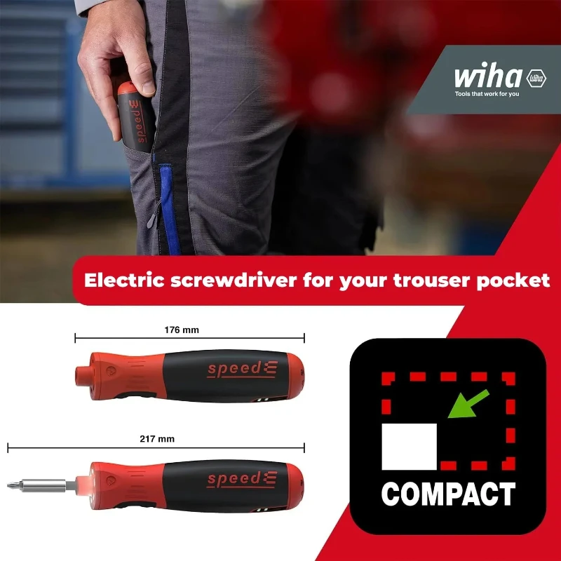 Фото Электрическая отвертка Wiha 45791, SpeedE PocketDrive, 31 шт., 1,0 Нм + 5,0 Нм. Разъем для зарядки типа C. №4
