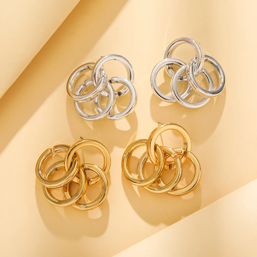 

INS Simple Ring Buckle Geometric Imitate Metal Luster Circular Pendant Earrings Fashion Noble Temperament Women Jewelry Gift