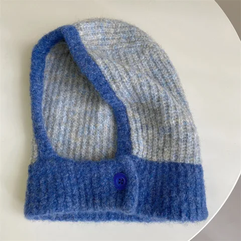 Женская вязаная шапка-балаклава из хлопка Y2K