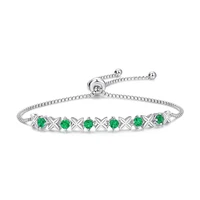 trendy s925 sterling silver 3mm lab grown emerald bracelet for women jewelry plated white gold gemstone bracelets bangle gift