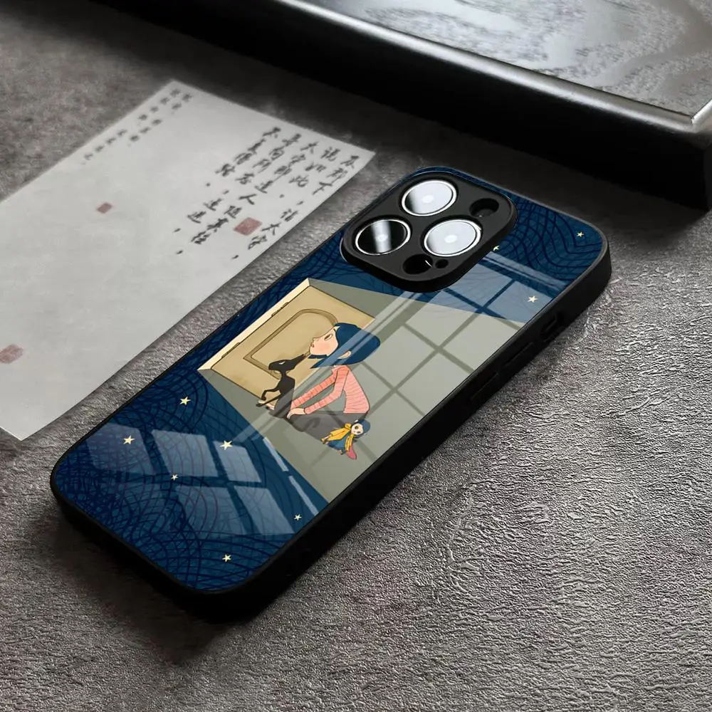 C-Coraline And The Magic Door Phone Case For IPhone 13 Pro Max 14 Plus 12 Mini 11 15 X XR XS 8 7 SE Tempered Glass Cover