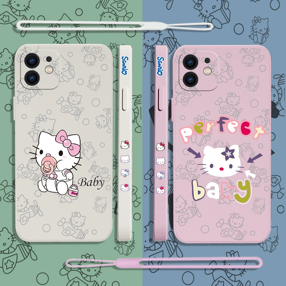 

Cute Sanrio Hello Kitty Phone Case For Samsung Galaxy S23 S22 S21 S20 Ultra Plus FE S10 Note 20 Plus With Lanyard Cover