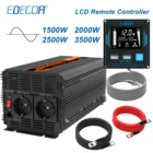 Чистая синусоида EDECOA 1500 Вт 2000 Вт 2500 Вт 3500 Вт DC 12 В 24 В в переменный ток 220 В 230 В автономный инвертор с ЖК-пультом дистанционного управления