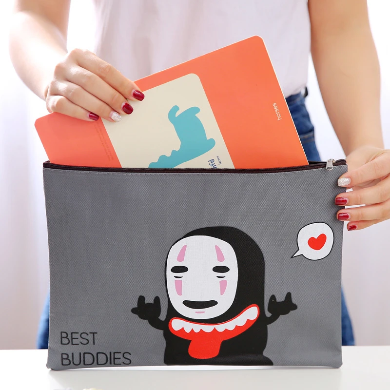 

BW171 cute cartoon A4 file bag without face male stationery Oxford cloth data note zipper bag office accessories