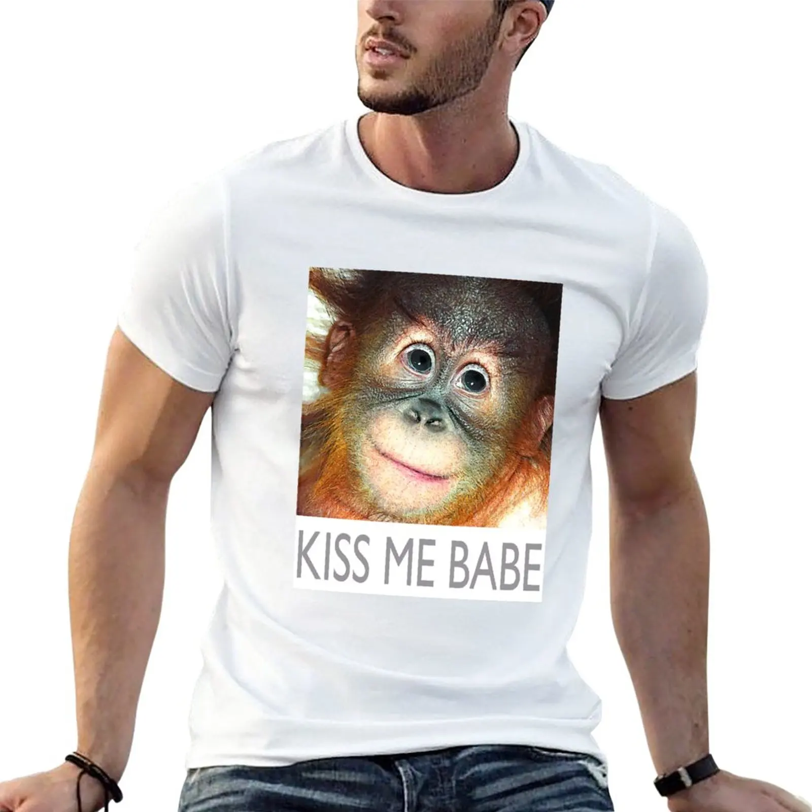 Черная футболка с рисунком orang0 KISS ME детская корейская мода мужская одежда