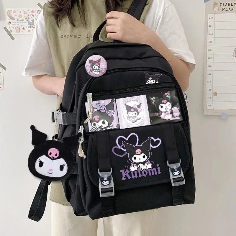 New Style Kawaii Sanrioed Anime Kuromi My Melody Cinnamoroll Cute Cartoon Large Capacity Backpack Student School Bag