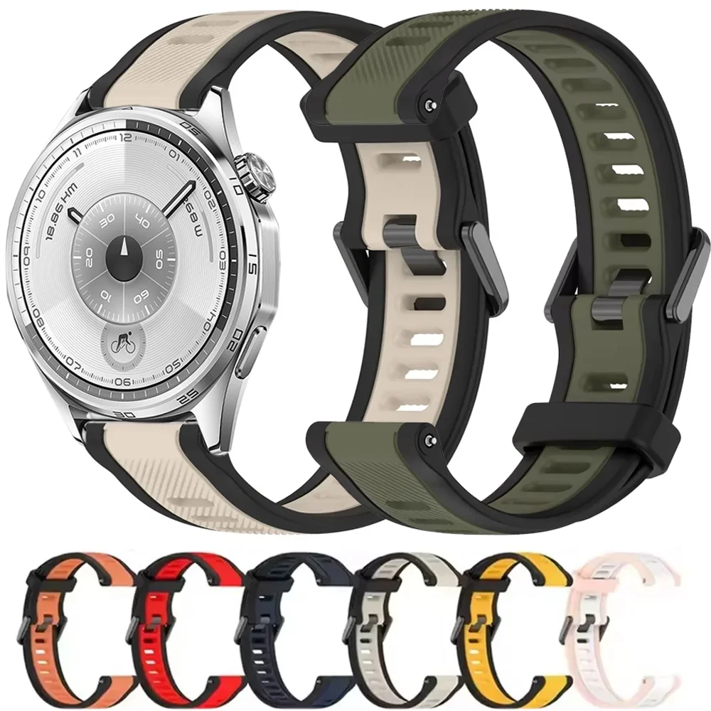 Фото Мягкий силиконовый ремешок 18/20/22 мм для Huawei Watch GT6-5-4 41 мм, GT6 Pro 46 мм, Garmin Venu 3S, дышащий браслет для Xiaomi Watch S5 №1