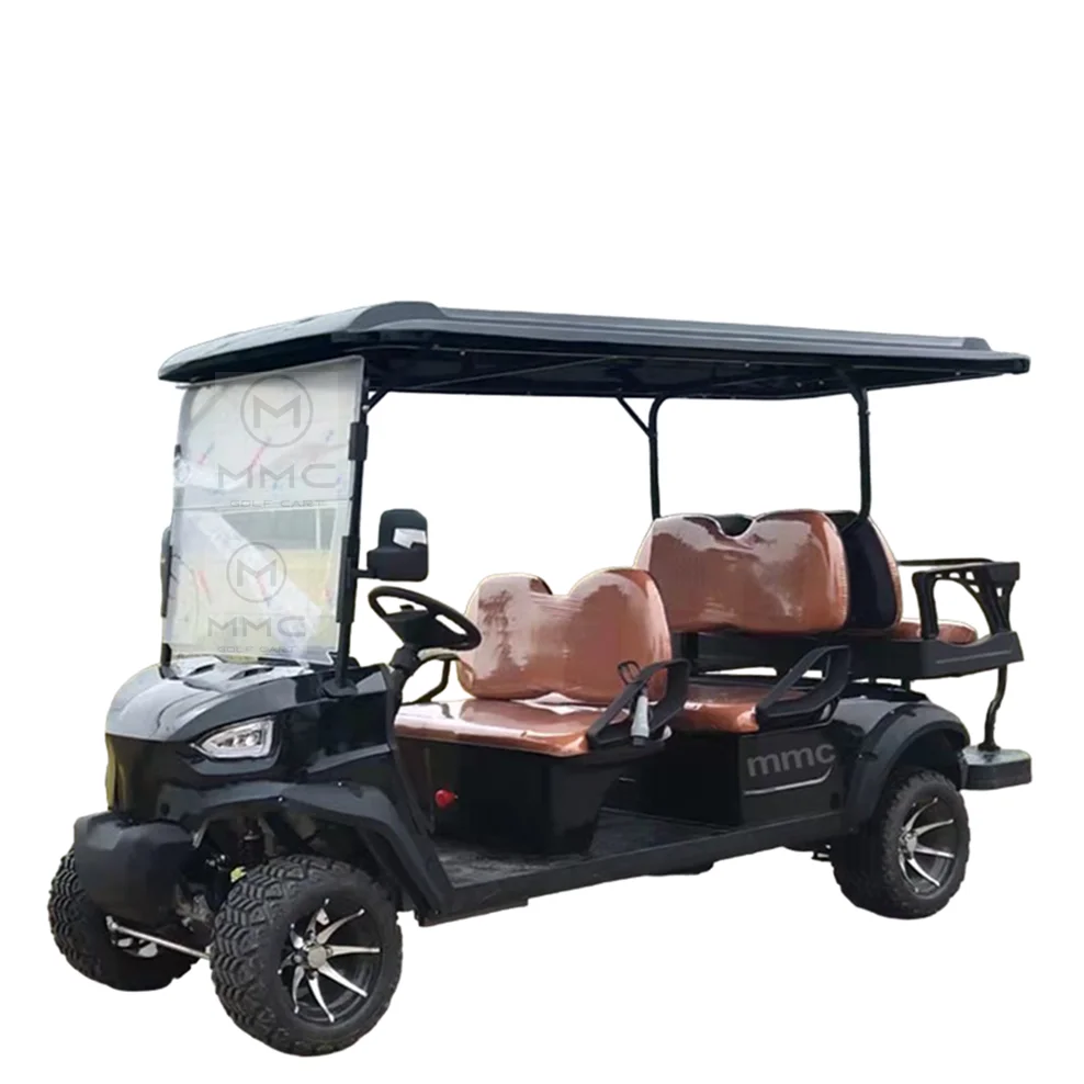 With Folds Back Seat Black Electric Golf Cart