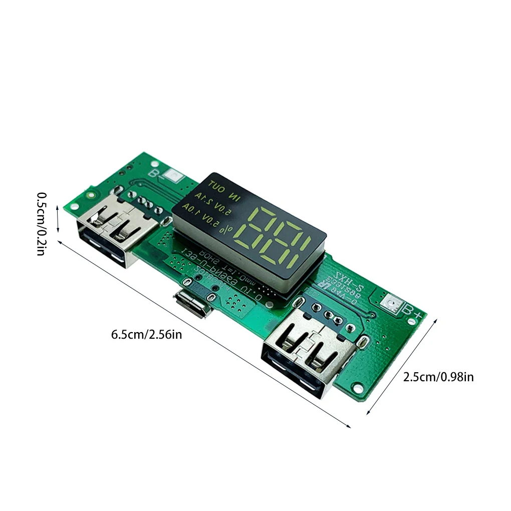 

Charging Module Lithium Battery Charger Circuit Board LED Display 5V Battery Charging Module 5V 2A 2 Charging Ports