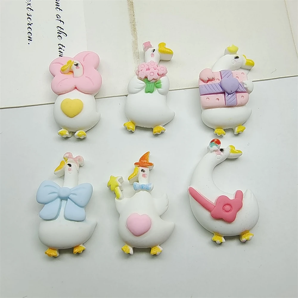

New Resin Cartoon Big White Goose Croc Charms Shoe Accessories 3D Removable DIY Summer Clogs Sandals Decorative Buckle