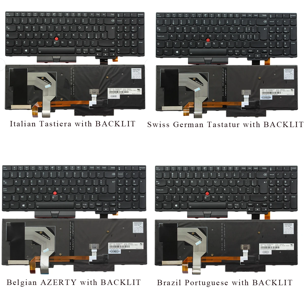 Фото Новая клавиатура BE BR (японская, итальянская, швейцарская) для Lenovo Thinkpad T570 T580 P51s P52s 20LB 20LC, черная рамка, черная, с подсветкой, с трекпойнтером №1