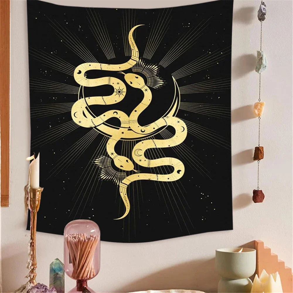 2024 ЗОЛОТОЙ СКОРПИОН гобелен настенный гадания черный скелет змея гобелены