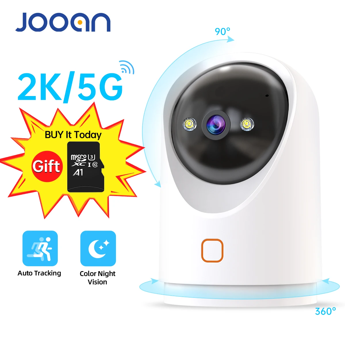Buy Jooan – caméra de Surveillance intérieure PTZ IP WIFI 5G 3MP, dispositif de sécurité domestique sans fil, avec ia, suivi, babyphone vidéo