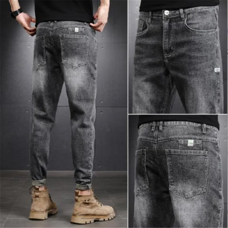 Fashion Men's Jeans Trousers Cotton Straight Elastic Business Pants Classic Style Jeans Denim Male Pants