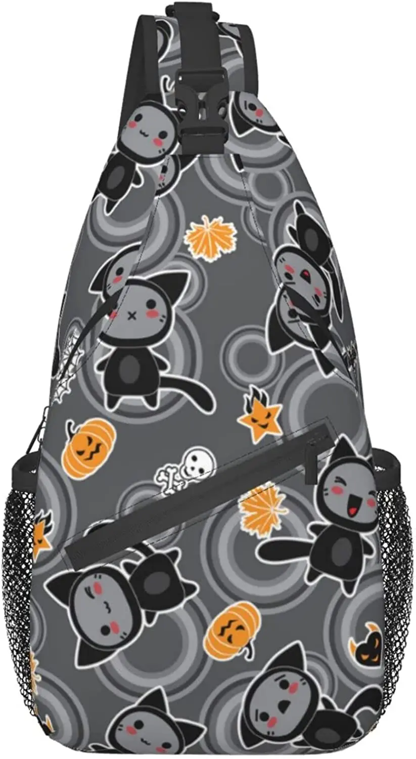 

Сумка-слинг с животными на Хэллоуин, нагрудной рюкзак кросс-боди, Легкий Повседневный дорожный ранец на плечо для мужчин, женщин и взрослых