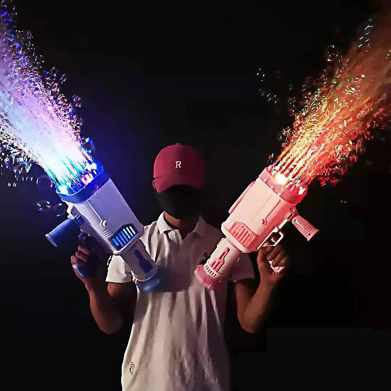 

2021 Hot Kids Gatling Bubble Gun Toy 64-Hole Charging Electric Automatic Bubble Machine Summer Outdoor Soap Water Children Toys