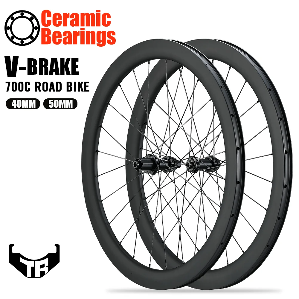 

RYET Road Bicycle Carbon Wheels 700c V-Brake Bike Wheelsets Clincher Tubeless Ceramic Bearings Hub 1423 Spoke Bicycle Rims Set