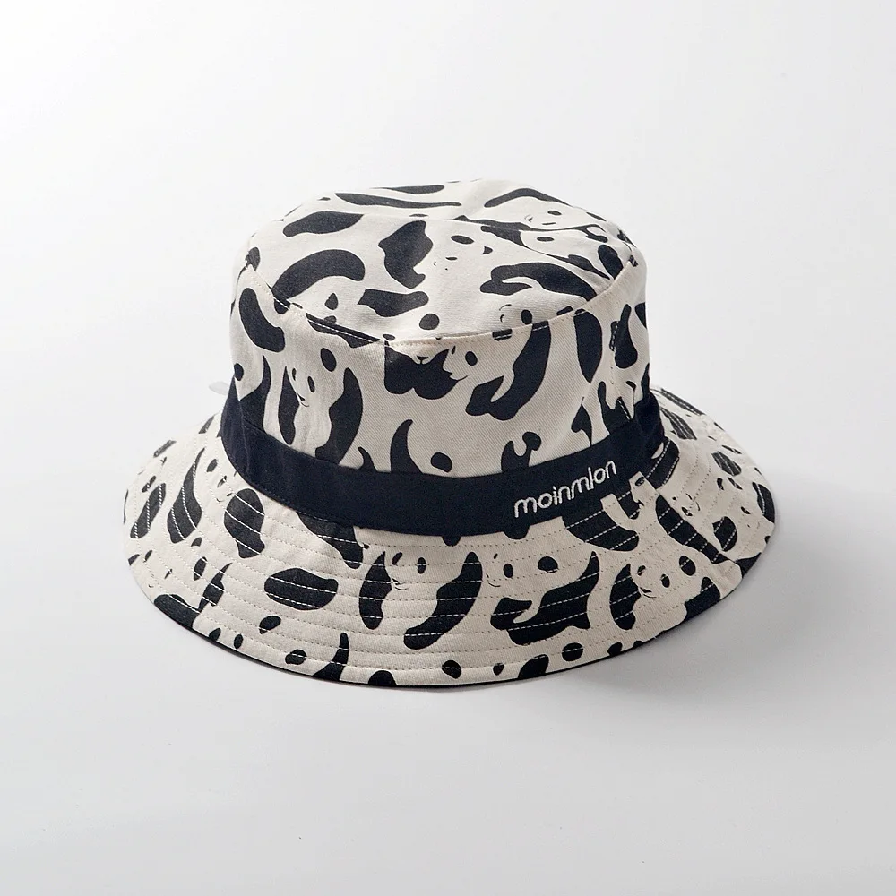 

Fashion Reversible Cat Panda Cow Plaid Pattern Bucket Hats Fisherman Hat for Baby Summer Outdoor Sunscreen Female Sunhat