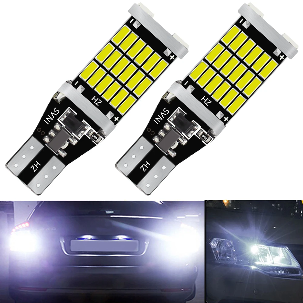

2pcs New Car LED T15 W16W Trunk Lamp CANBUS Brake Light Turn Signal 4014 Rogue Reversing Lights Auto Reading Lighting Width Bulb
