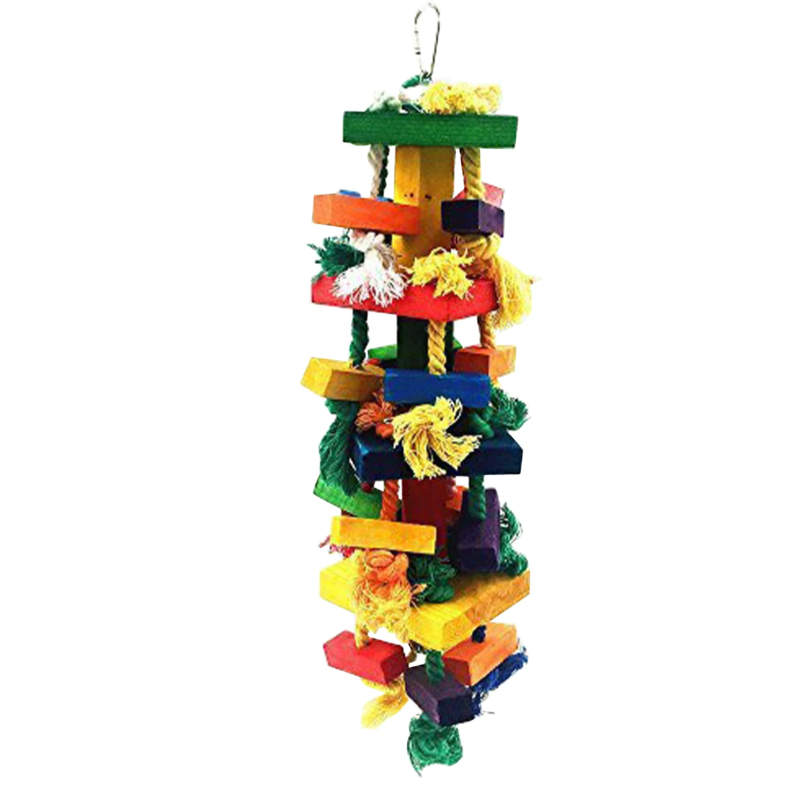 

Bite Resist Wooden Bird Chewing Toy Easy Install Parrot Cage Multicolor Fun Gift Knots Block Tearing Pet Supplies Handmade