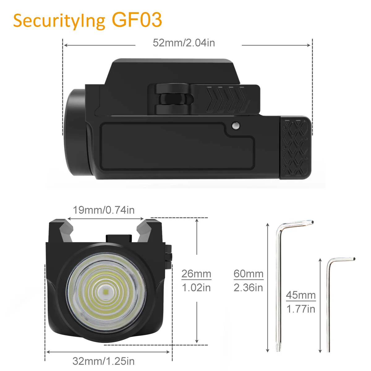 Тактический фонарик SecurityIng 800 люмен быстросъемный USB Перезаряжаемый для рельсов