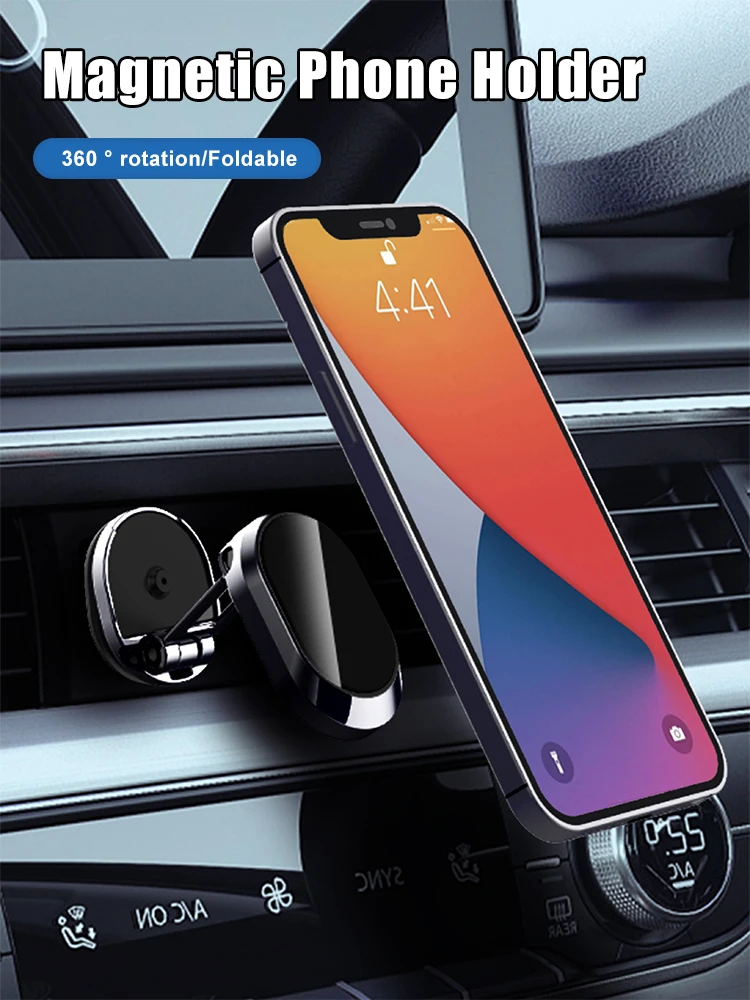 

Ultra Mini Magnetic Car Phone Holder Folding Dashboard Phone Mount 360° Rotation Mobile Phone Bracket for iPhone 13 12 Samsung