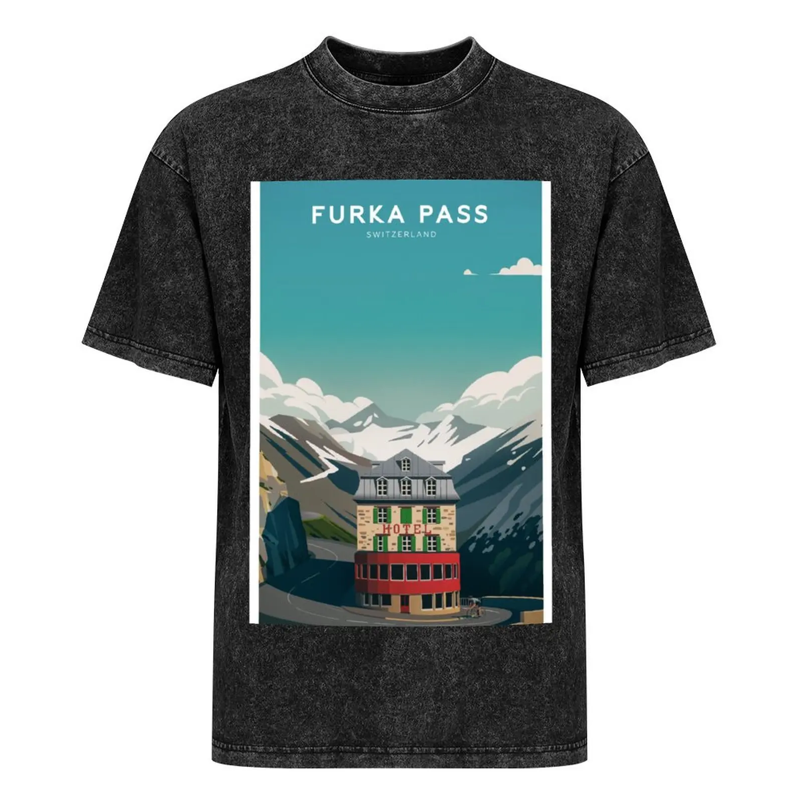 Швейцарская футболка Furka Pass новая коллекция винтажная одежда дешевая мужская