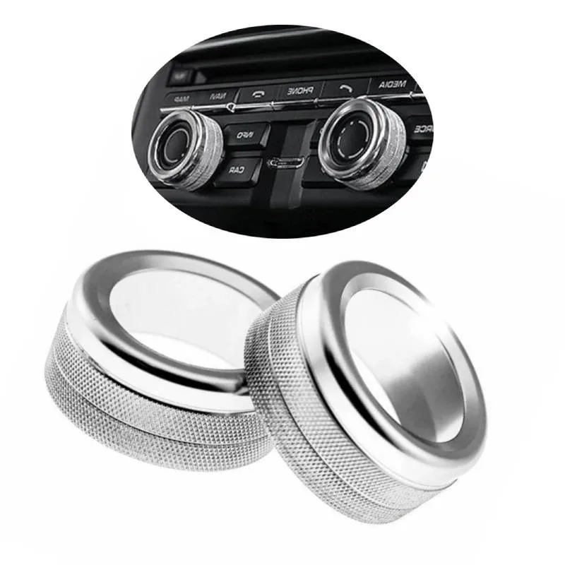

2 шт., хромированные Серебристые крышки для регулировки громкости, крышка кнопки радио, алюминиевое декоративное кольцо для Porsche 911 Cayenne Macan 718