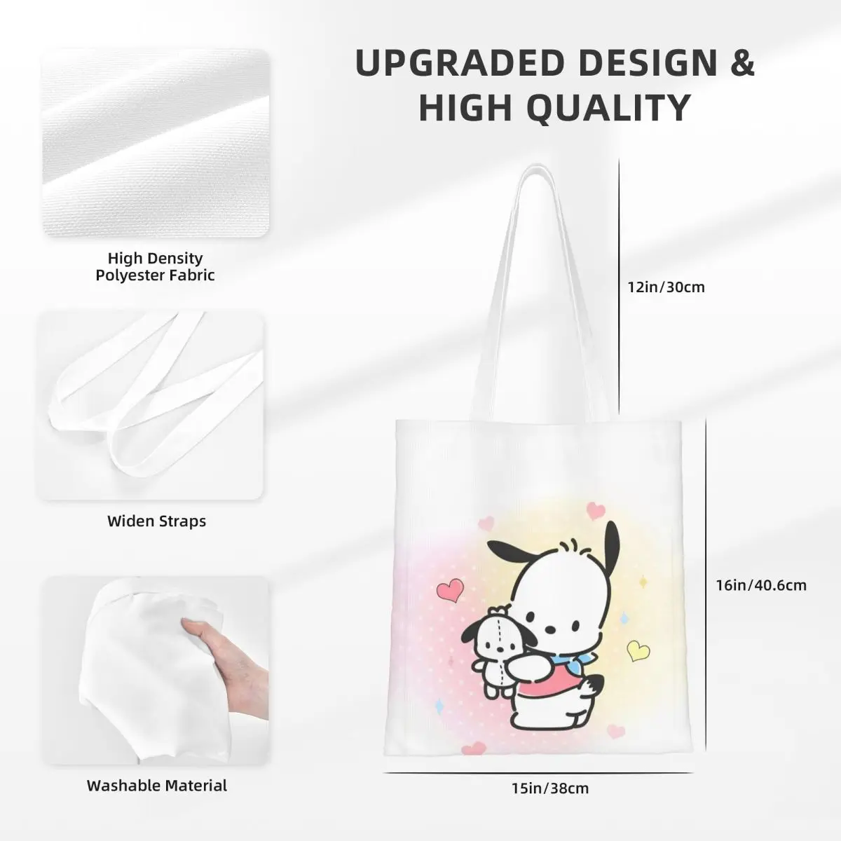 Унисекс Sanrio Pochacco футболка с логотипом Backside холщовая сумка для покупок сумки