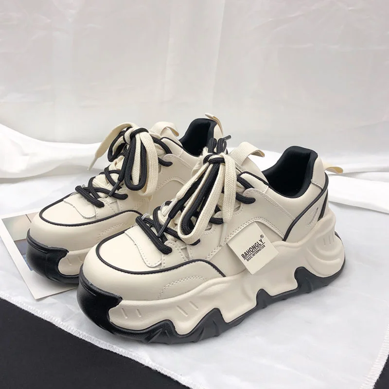 SHANPA High Street Fashion Chunky Sneakers Women Platform American Style Mixed Color Shoes Casual Comfortable Female Footwear