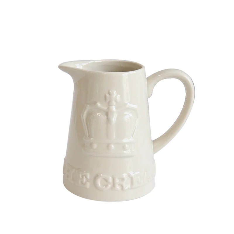 Белый маленький молочный кувшин керамический фарфоровый цветочный для декора