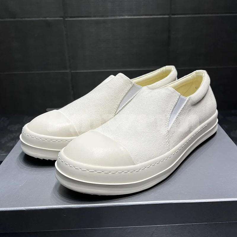 

Unisex Style Casual Shoes Spring Autumn New Round Head Thick Bottom Canvas Upper Lovers Shoes Concise Versatile Man Loafers