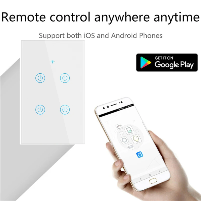 

Us Light Switch 2.4ghz Voice Speaker Control Neutral Line Is Required Touch Control Share Tuya App Wifi Smart Touch Switch Wi-fi