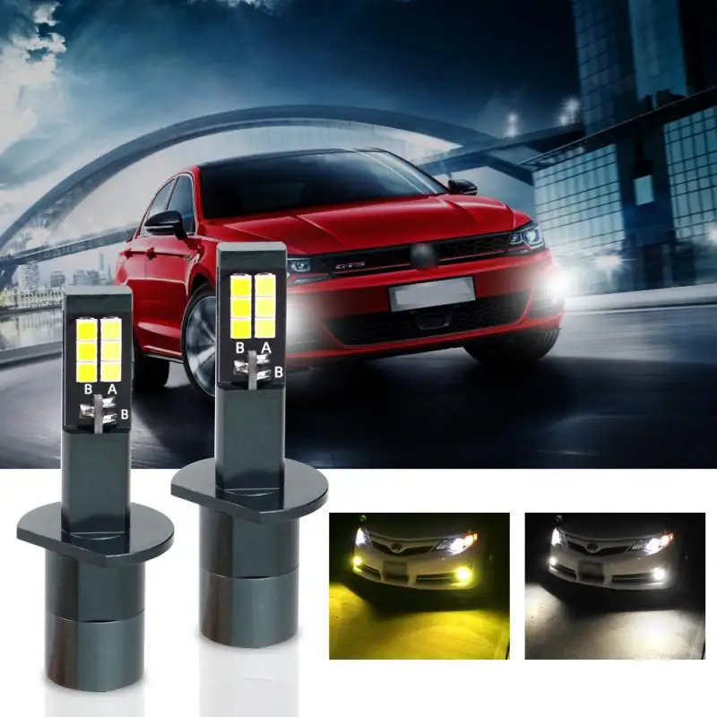 

/Set LED Car Headlights EV15 H1/H3/H7 3000LM Aero 6063 CSP Two-color Fog Lights Truck LED Bulbs Headlights Car Fog Lamp