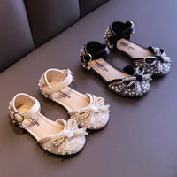 summer new baby girls shallow sandals solid color sweet rhinestone sequins princess leather shoes childrens single flats