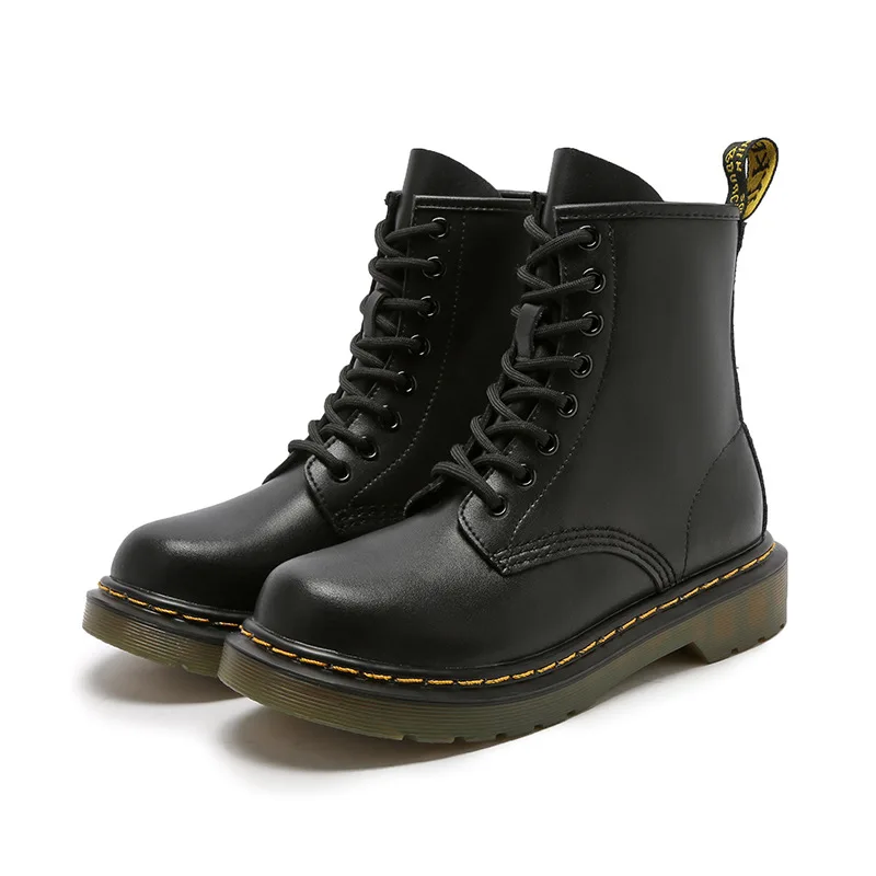 

6/8Hole Genuine Leather Martin Boots Cow Muscle For Women Winter British Style Motorcycle Boots Ladies Autumn Platform Booties