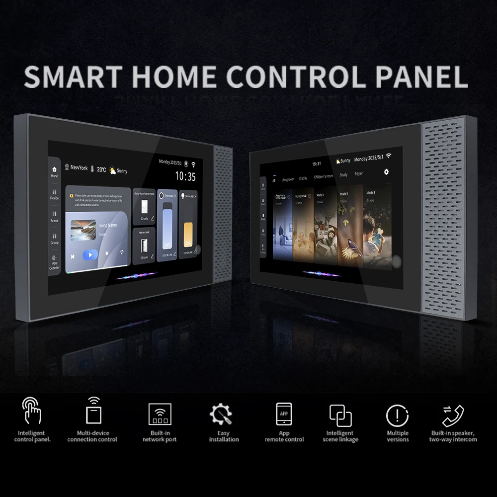 

Wifi Control Panel Smart Home System ZigBee Gateway Bluetooth Music Player Tuya Smart Switch Controller Air-Conditioning Curtain