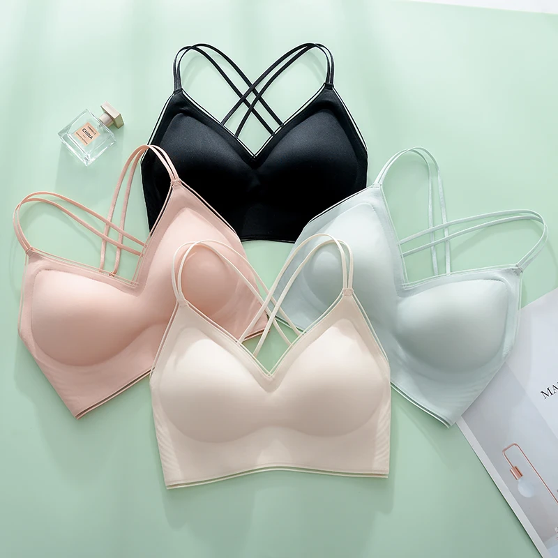 Tea Polyphenol Maintenance Traceless Sexy Women Underwear Gathered Collection Breast Adjustable Straps No Steel Ring Women Bra