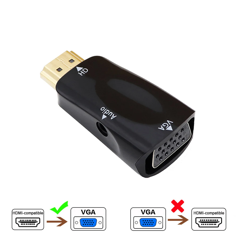 

Адаптер HDMI-совместимый с VGA, переходник «папа» в «мама», аудиоразъем 3,5 мм, HD 1080P, для ноутбуков, планшетов, компьютеров, компоненты