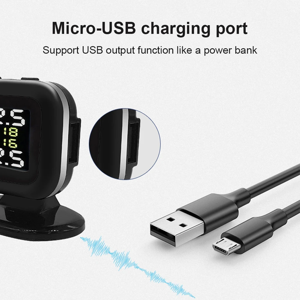 

Car TPMS Tire Pressure Monitoring System External USB Rechargeable with LCD Tire Pressure Temperature Alarm System Sensor