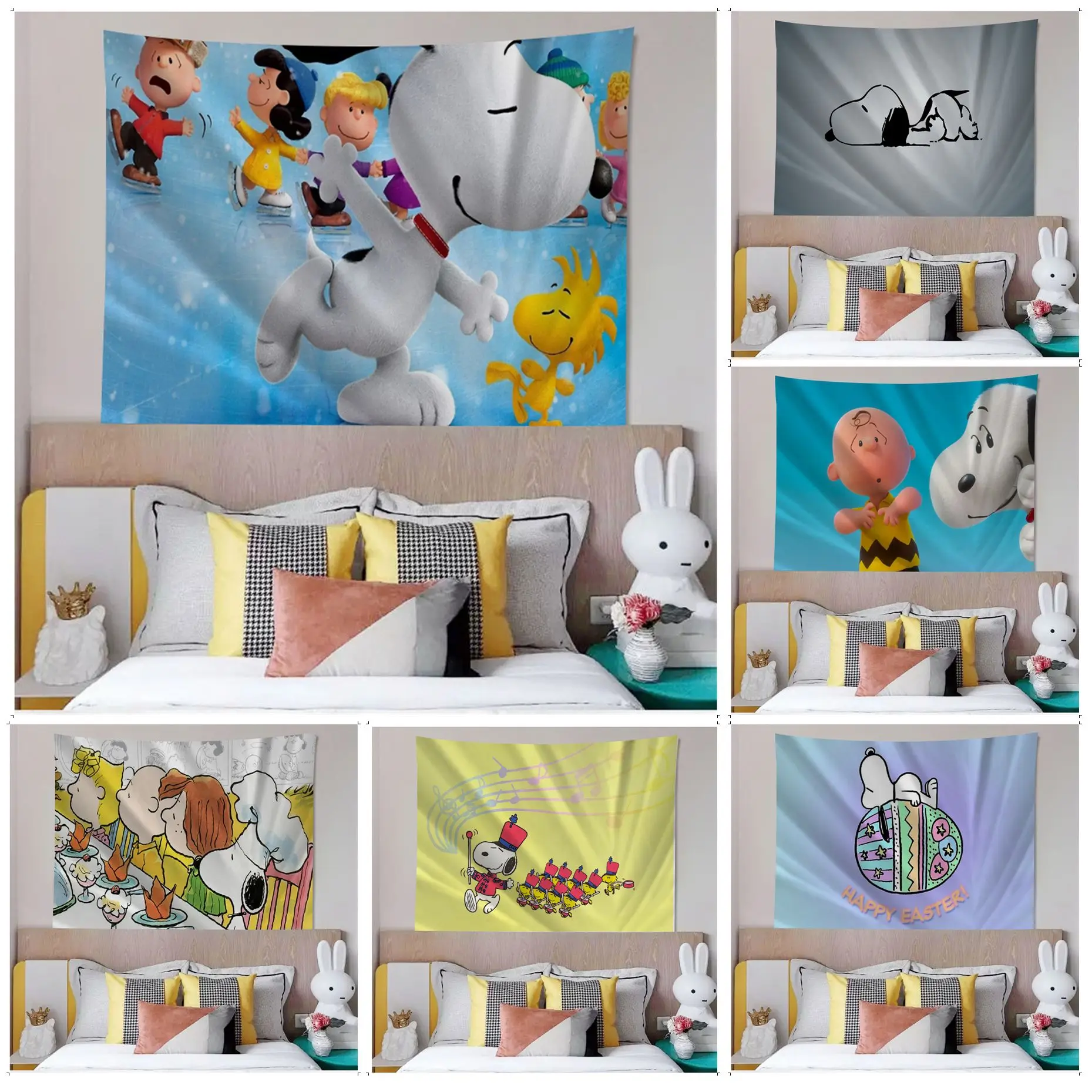 

BANDAI Snoopy Anime Tapestry Wall Hanging Decoration Household Kawaii Room Decor