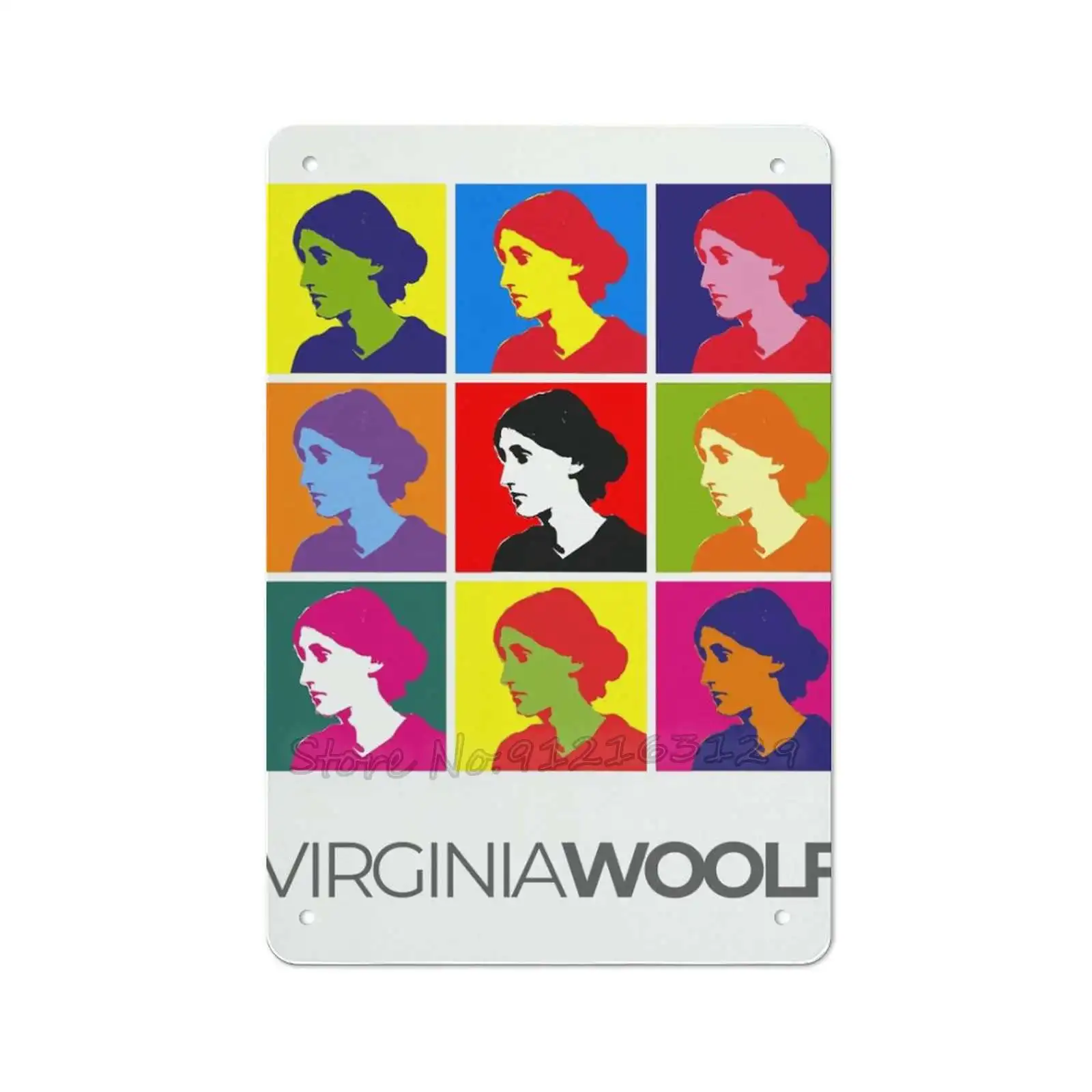 Virginia Woolf Pop - Art портретный Плакат Металлический Знак Декор жестяной знак