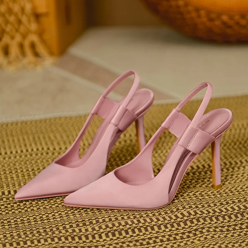 

2022 Spring New Brand Women Slingback Sandals Pointed Toe Slip On Thin High Heel Ladies Elegant Pumps Shoes Drss Sanda