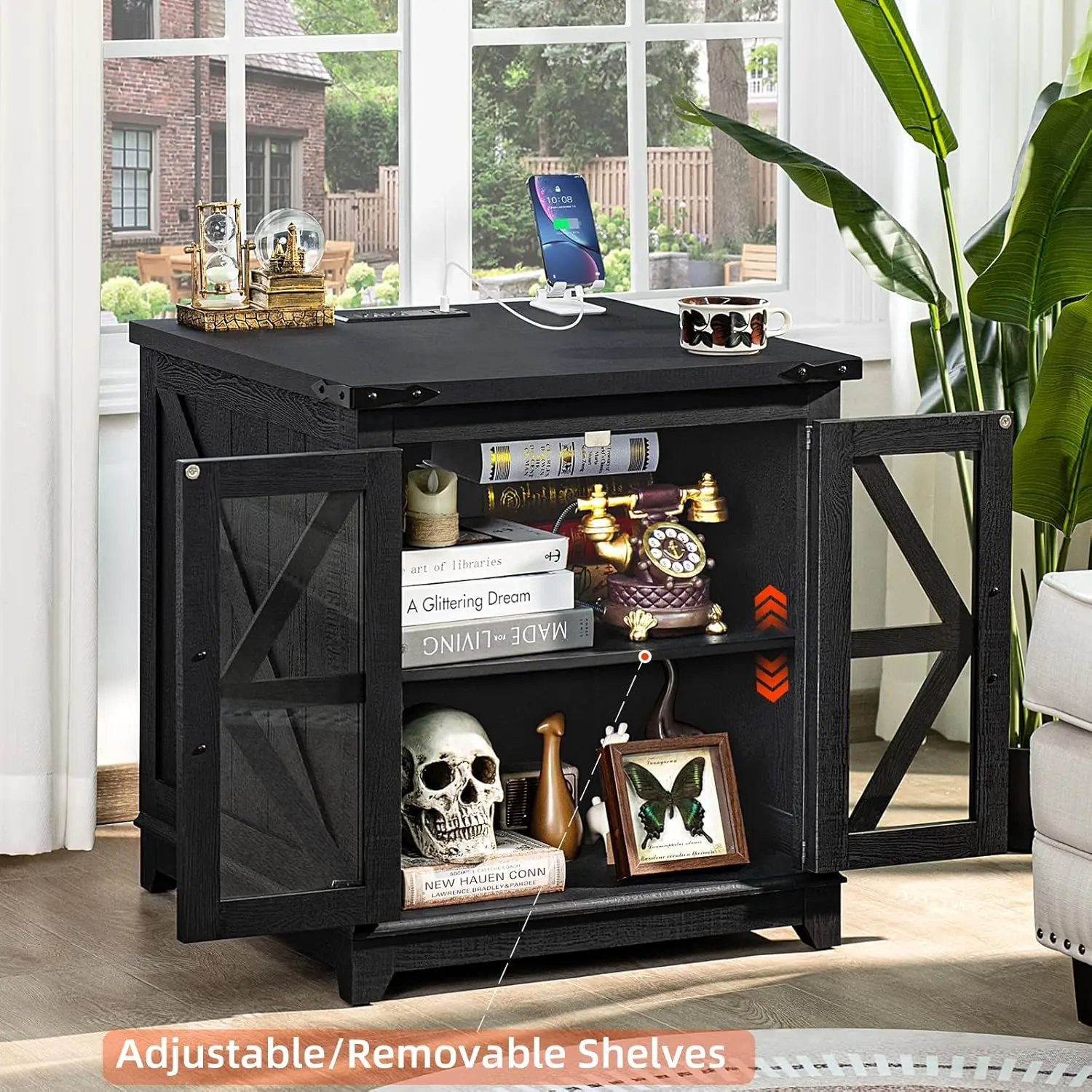 Торцевой столик для фермерского дома с зарядной станцией большой приставной